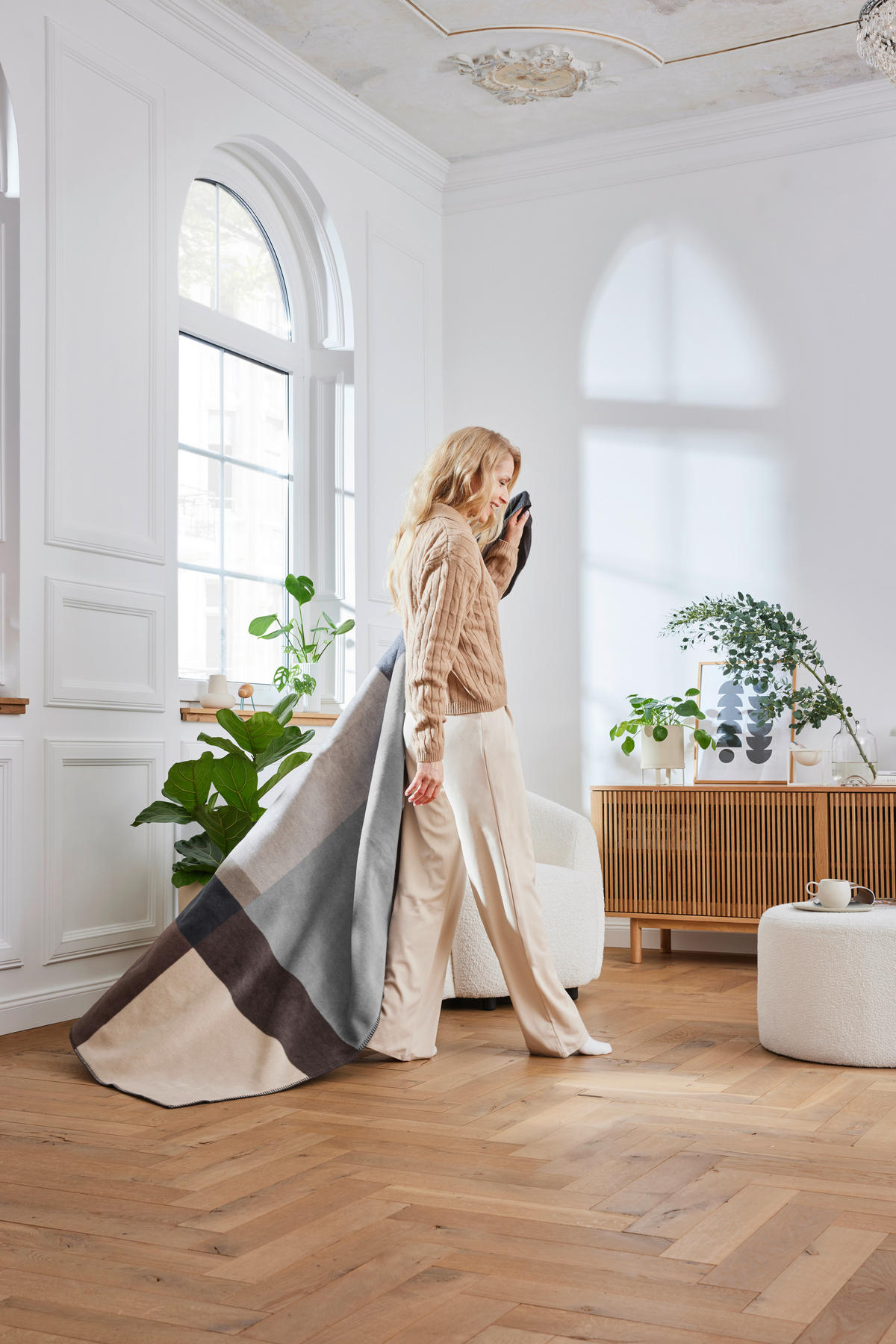TAKARÓ 150/200 cm  - barna/szürke, Basics, textil (150/200cm) - Novel