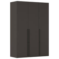 DREHTÜRENSCHRANK 151/223/61 cm,  in Graphitfarben, 3-türig  - Schwarz/Graphitfarben, Basics, Holzwerkstoff/Metall (151/223/61cm) - Novel