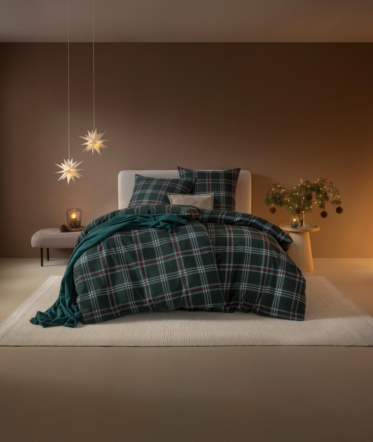 BETTWÄSCHE 2-teilig Impulse Flanell 135/200 cm  - Dunkelgrün, Design, Textil (135/200cm) - Estella