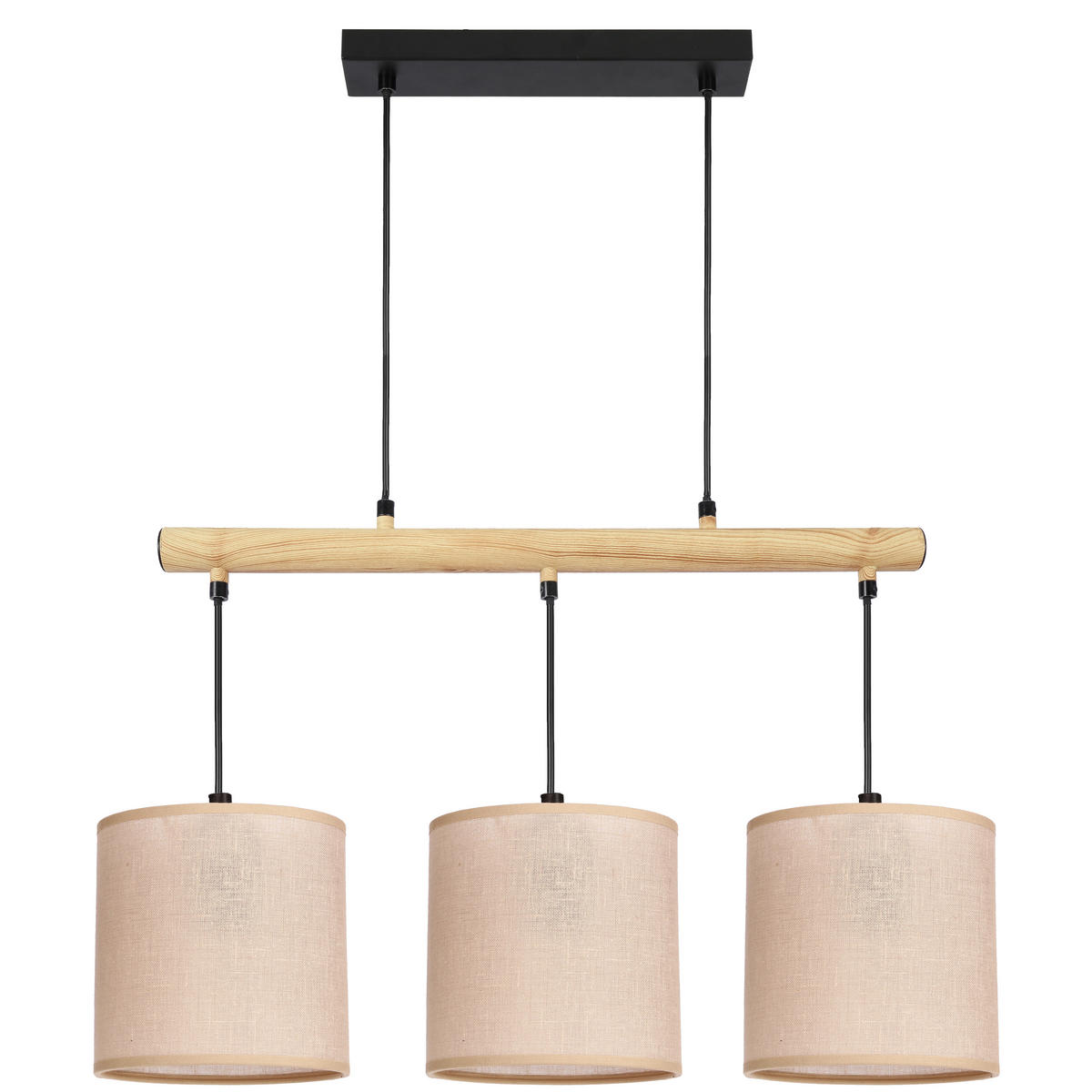 PENDELLEUCHTE 60/15/130 cm  - Beige/Schwarz, Natur, Kunststoff/Metall (60/15/130cm)