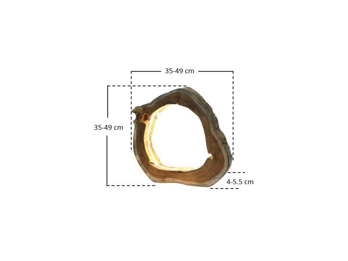LED-TISCHLEUCHTE 49/49/5,5 cm   - Naturfarben, Design, Holz (49/49/5,5cm) - P & B