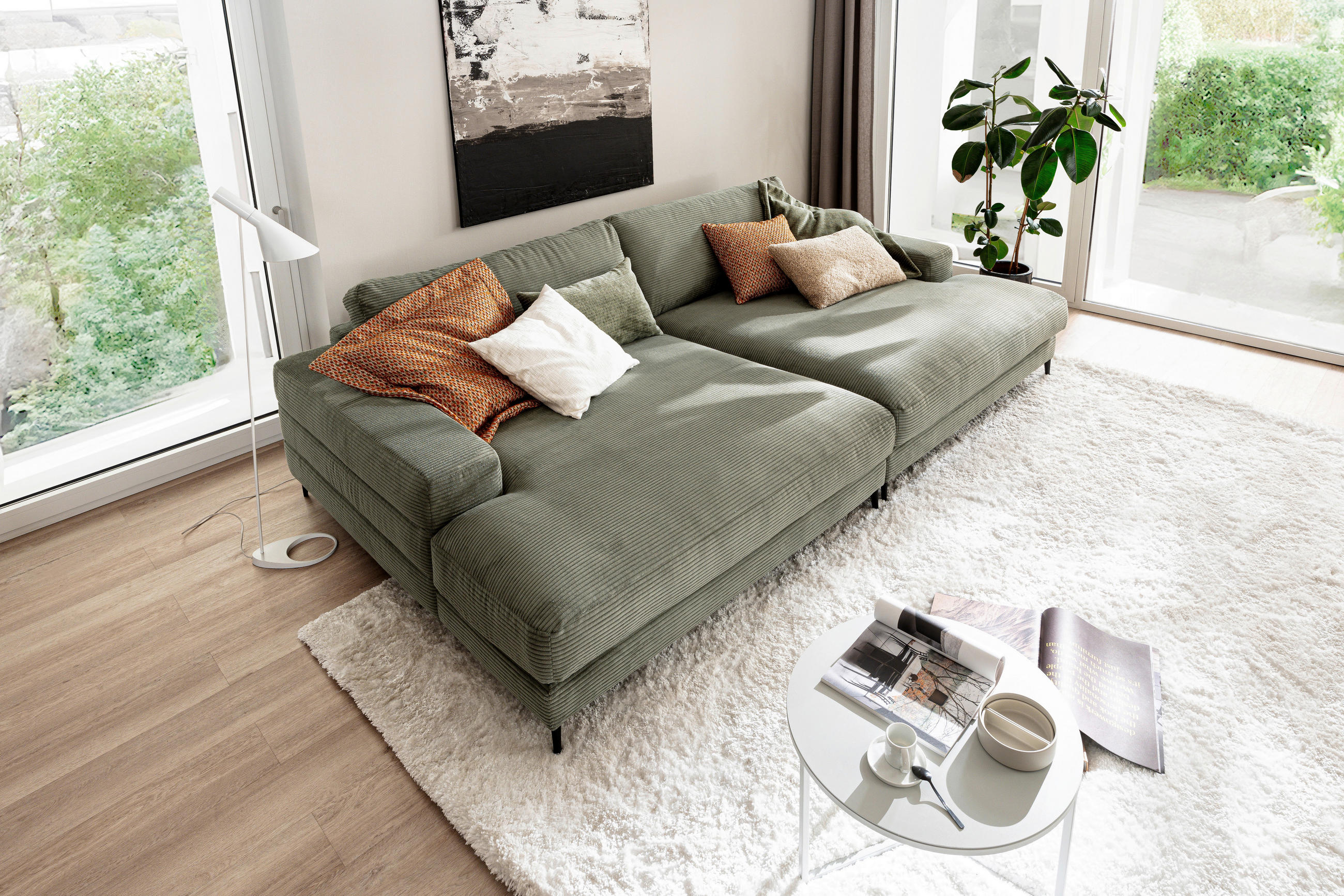 BIGSOFA Cord Dunkelbraun, Mokka  - Dunkelbraun/Schwarz, Design, Textil/Metall (296/83/177cm) - Dieter Knoll
