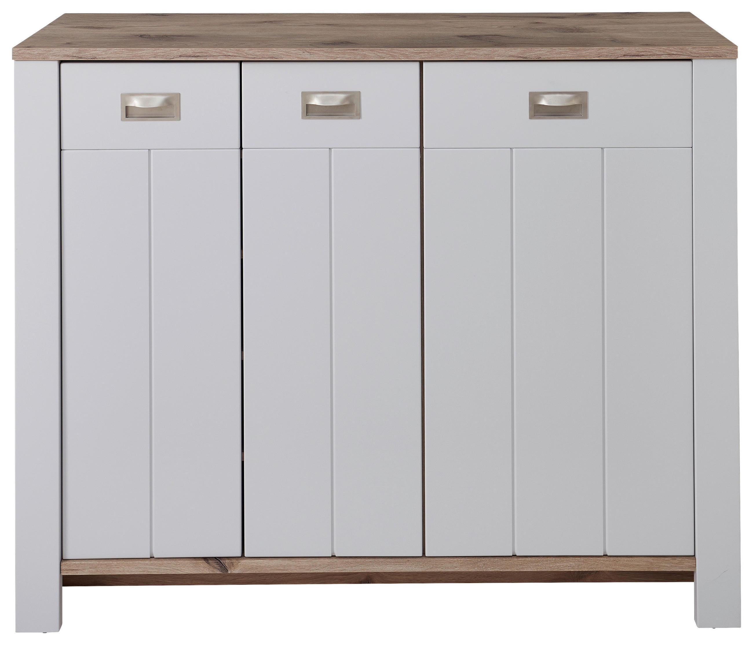 SCHUHSCHRANK  in 130/105/38 cm  - Eichefarben/Silberfarben, LIFESTYLE, Holzwerkstoff/Metall (130/105/38cm) - MID.YOU