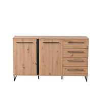 KOMODA, čierna, farba duba, 159/95/42 cm - čierna/farba duba, Basics, kompozitné drevo (159/95/42cm) - Xora