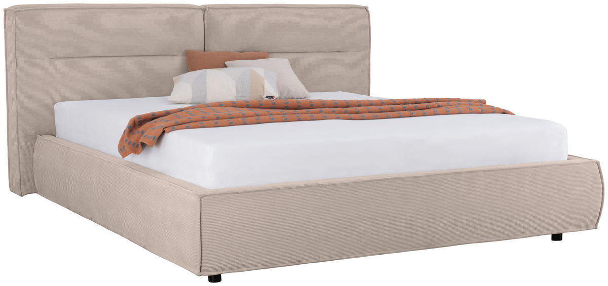 POLSTERBETT 200/200 cm  in Sandfarben  - Sandfarben/Schwarz, Design, Kunststoff/Textil (200/200cm) - Lomoco