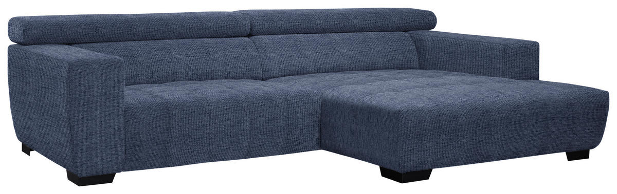 ECKSOFA in Webstoff Dunkelblau  - Schwarz/Dunkelblau, Konventionell, Textil/Metall (279/182cm) - Hom`in