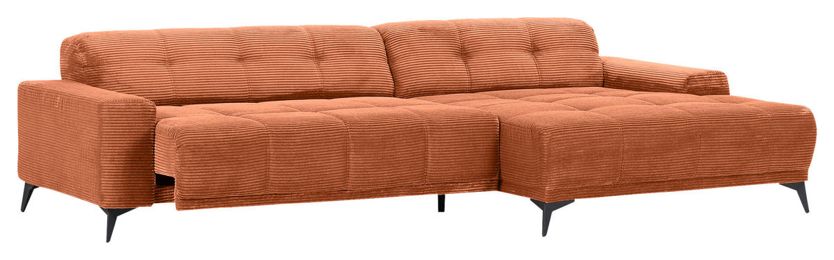 ECKSOFA in Cord Rostfarben  - Rostfarben/Schwarz, Konventionell, Textil/Metall (295/165cm) - Carryhome