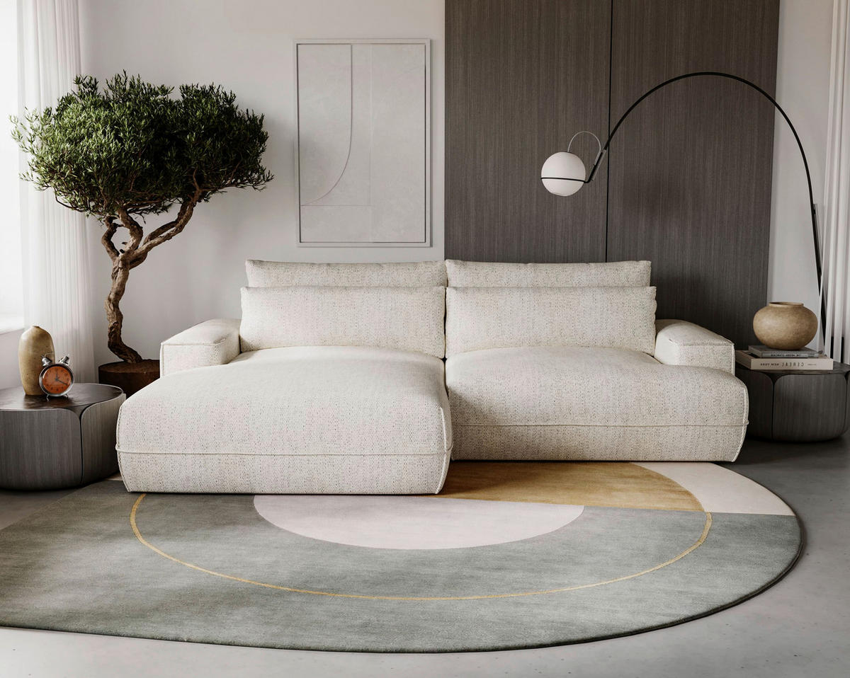 ECKSOFA Struktur Beige  - Beige/Schwarz, Design, Kunststoff/Textil (156/272cm) - Livetastic