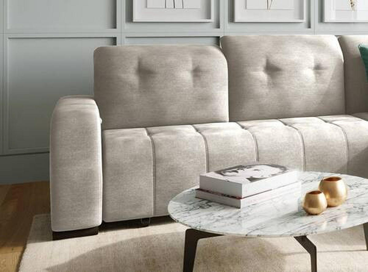 ECKSOFA in Mikrofaser Beige  - Beige/Schwarz, Modern, Textil/Metall (185/292cm) - Livetastic