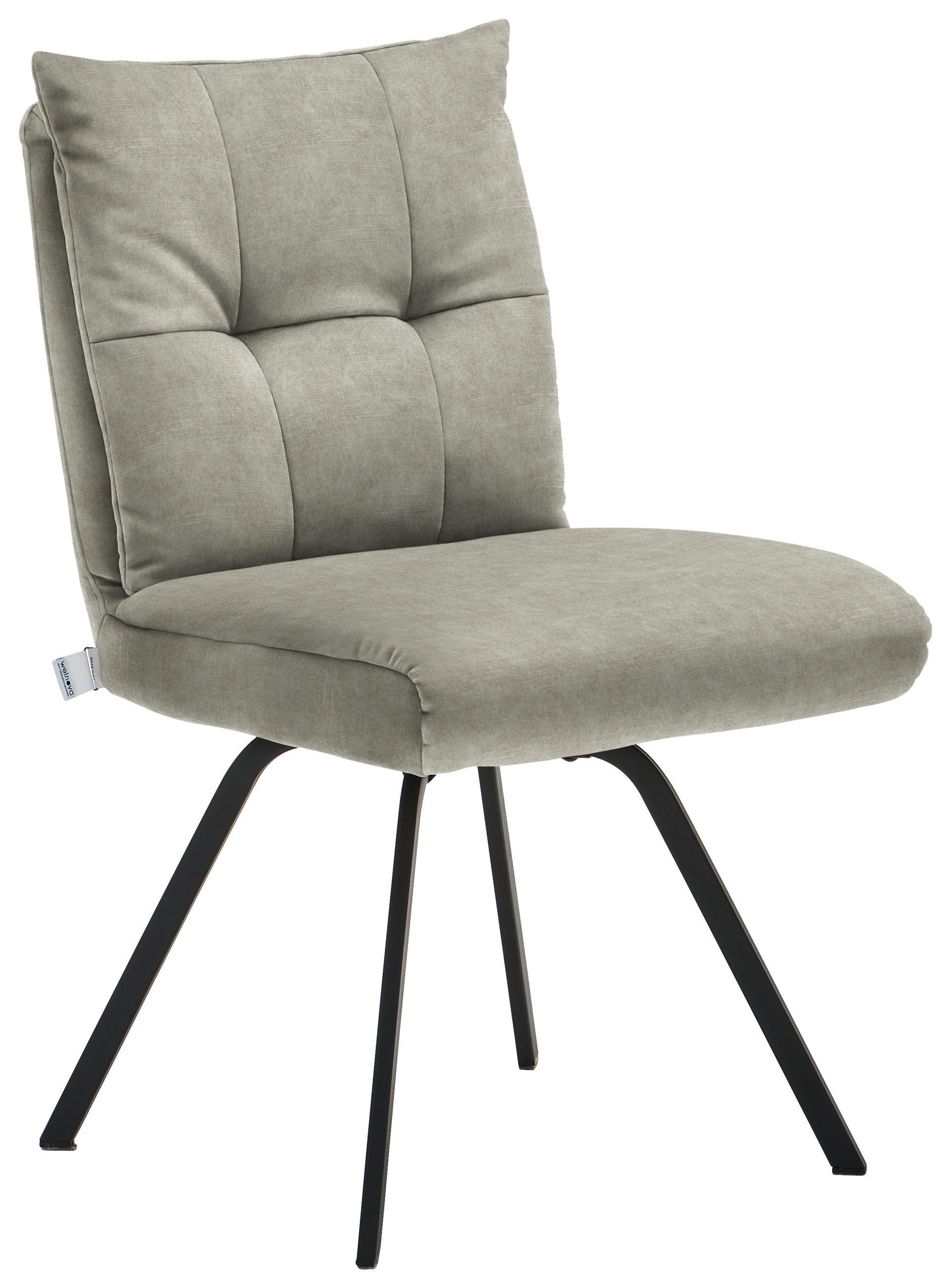 STUHL  in Velours Textil  - Hellgrau/Schwarz, Design, Textil/Metall (50/82/68cm) - Welnova