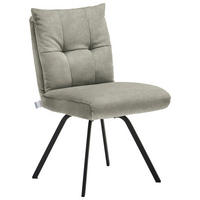 STUHL  in Velours Textil  - Hellgrau/Schwarz, Design, Textil/Metall (50/82/68cm) - Welnova