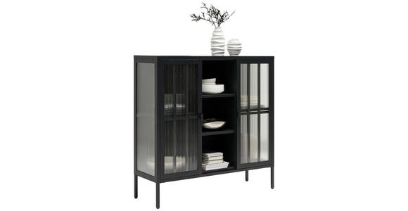 VITRINE in Schwarz  - Schwarz, Trend, Glas/Metall (110/110/35cm) - Xora