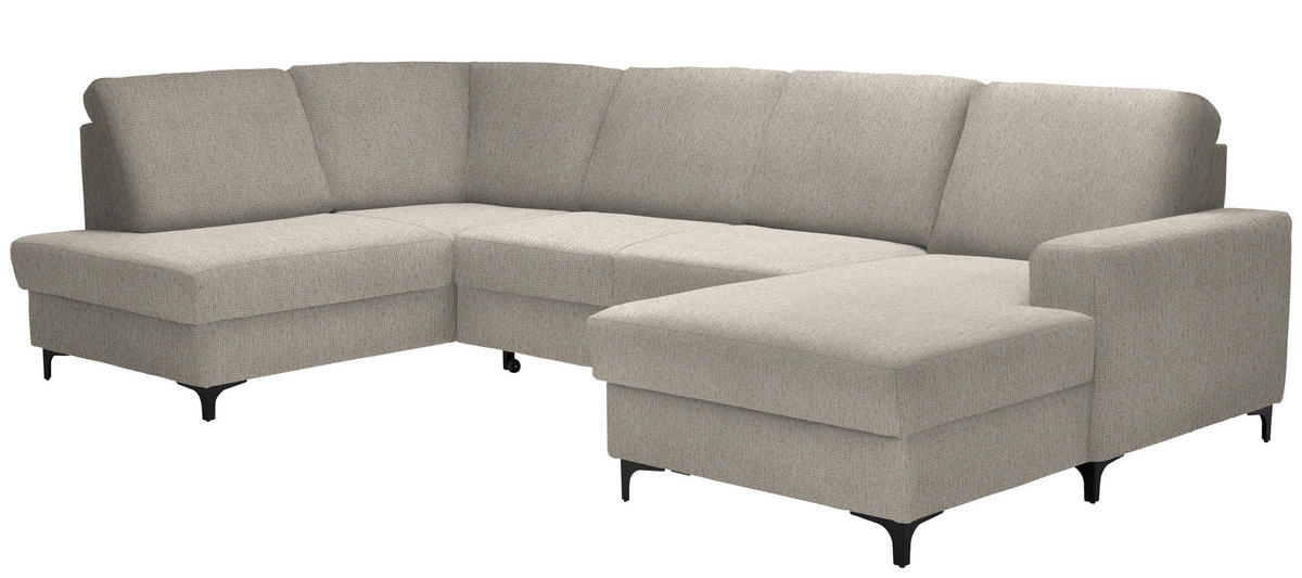 WOHNLANDSCHAFT in Webstoff Beige  - Beige/Schwarz, Konventionell, Textil/Metall (185/317/167cm) - Stylife