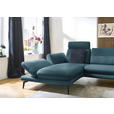 ECKSOFA in Echtleder Blau  195/308 cm  - Blau/Schwarz, Design, Leder/Metall (195/308cm) - Dieter Knoll