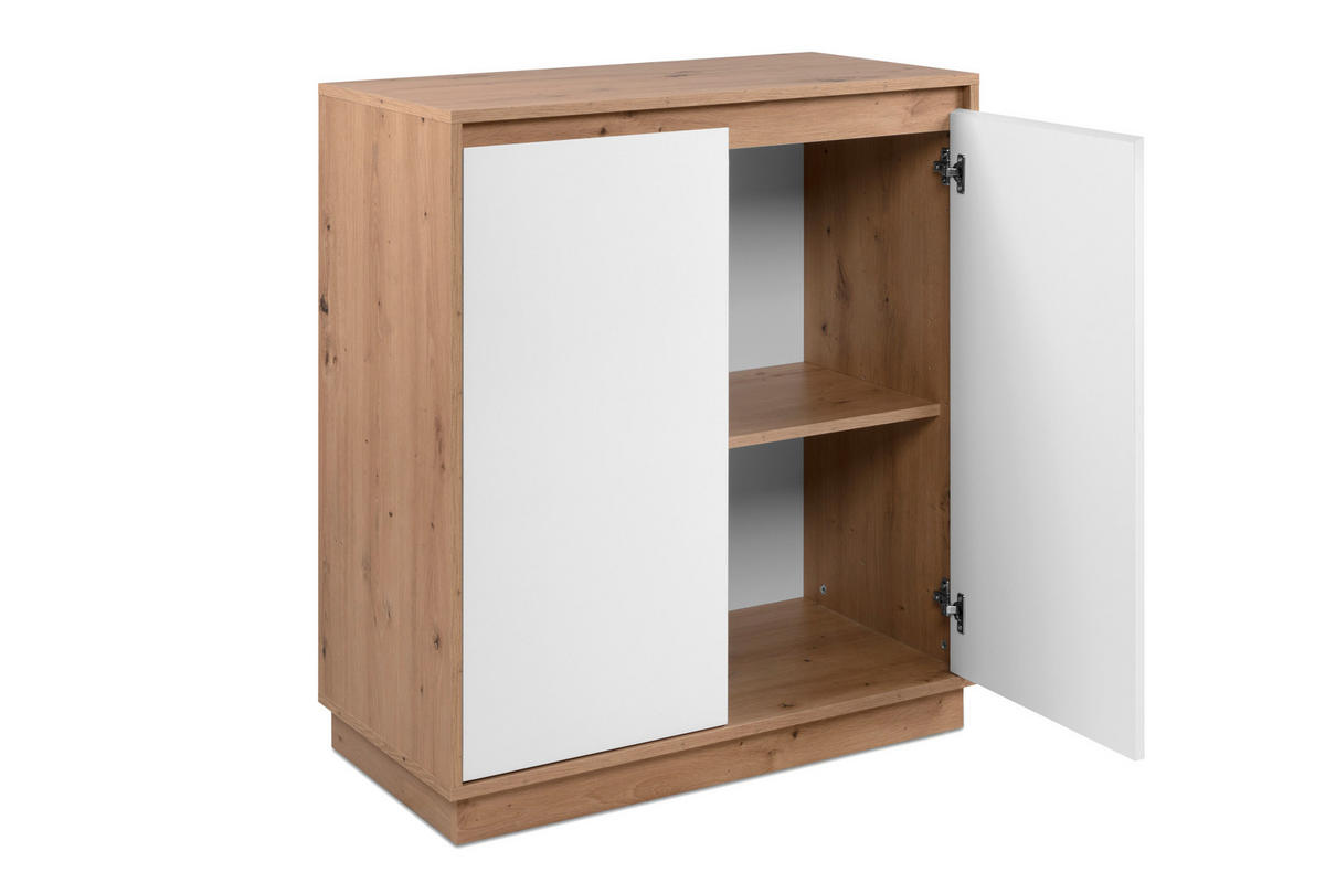 KOMODA   79/88/40 cm   hrast Artisan, bijela visoki sjaj  - bijela/hrast Artisan, Trend, drvni materijal (79/88/40cm)