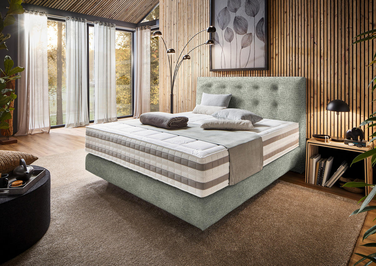 BOXSPRINGBETT 160/200 cm  in Beige  - Beige, KONVENTIONELL, Holz/Textil (160/200cm) - Dieter Knoll