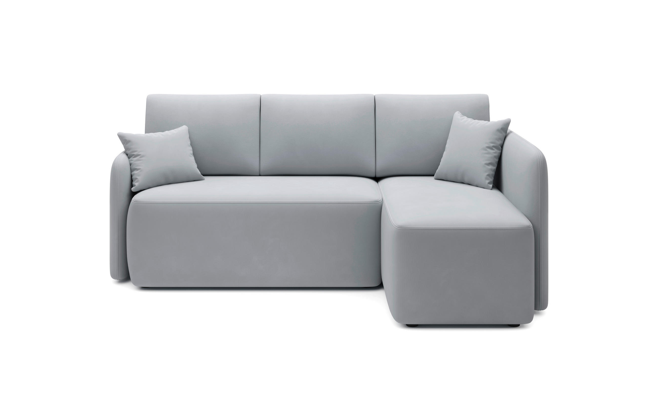 ECKSOFA Hellgrau Plüsch  - Hellgrau/Schwarz, Design, Kunststoff/Textil (206cm) - MID.YOU