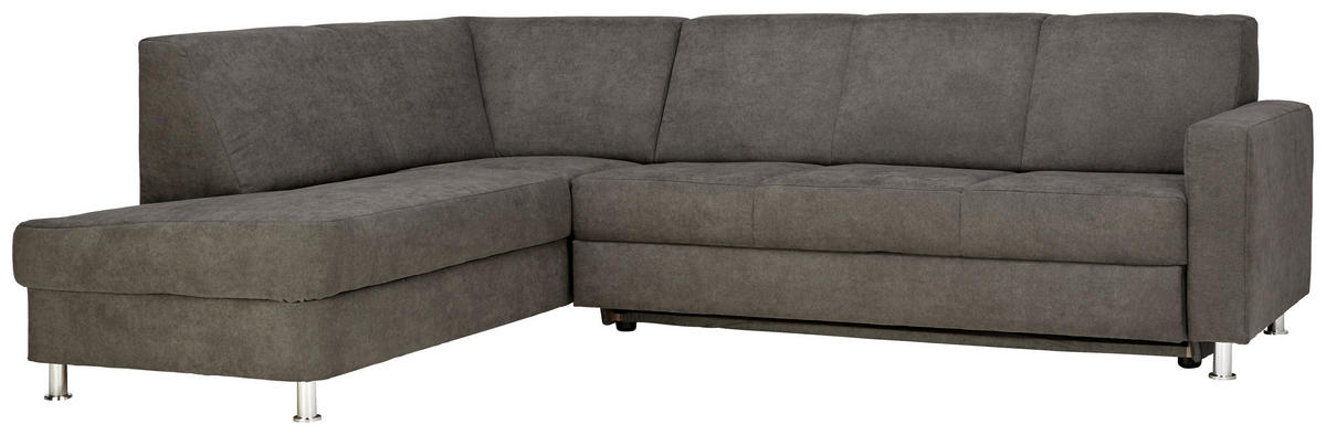 ECKSOFA Grau Flachgewebe  - Chromfarben/Grau, Design, Kunststoff/Textil (198/256cm) - Xora