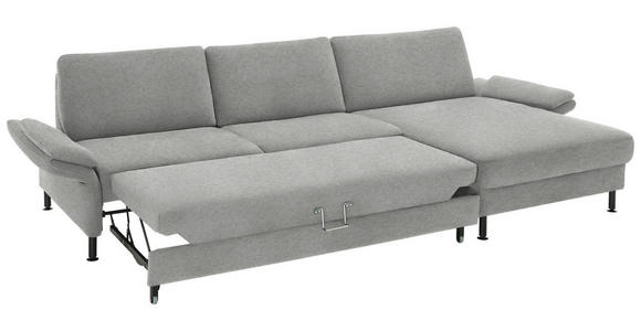 ECKSOFA  in Chenille, Flachgewebe Greige  316/175 cm  - Greige/Schwarz, Design, Textil/Metall (316/175cm) - Dieter Knoll