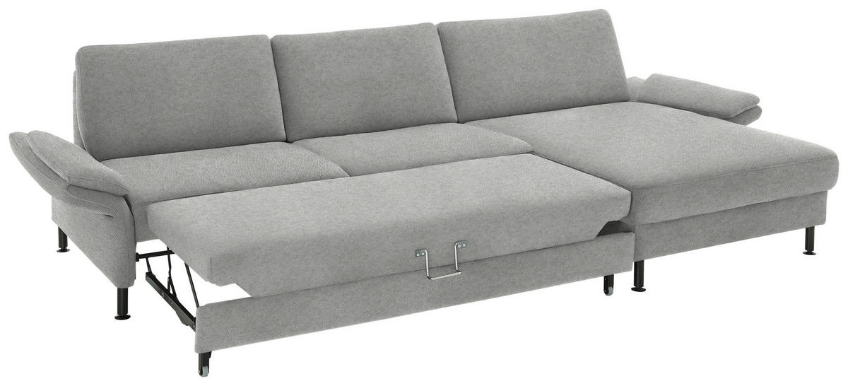 ECKSOFA  in Chenille, Flachgewebe Greige  316/175 cm  - Greige/Schwarz, Design, Textil/Metall (316/175cm) - Dieter Knoll