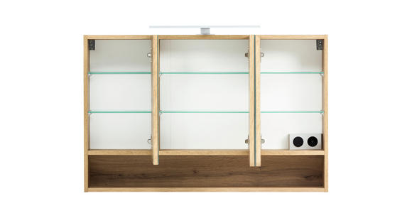 SPIEGELSCHRANK 100/64/20 cm  - Chromfarben/Eiche Wotan, Natur, Glas/Holzwerkstoff (100/64/20cm) - Xora