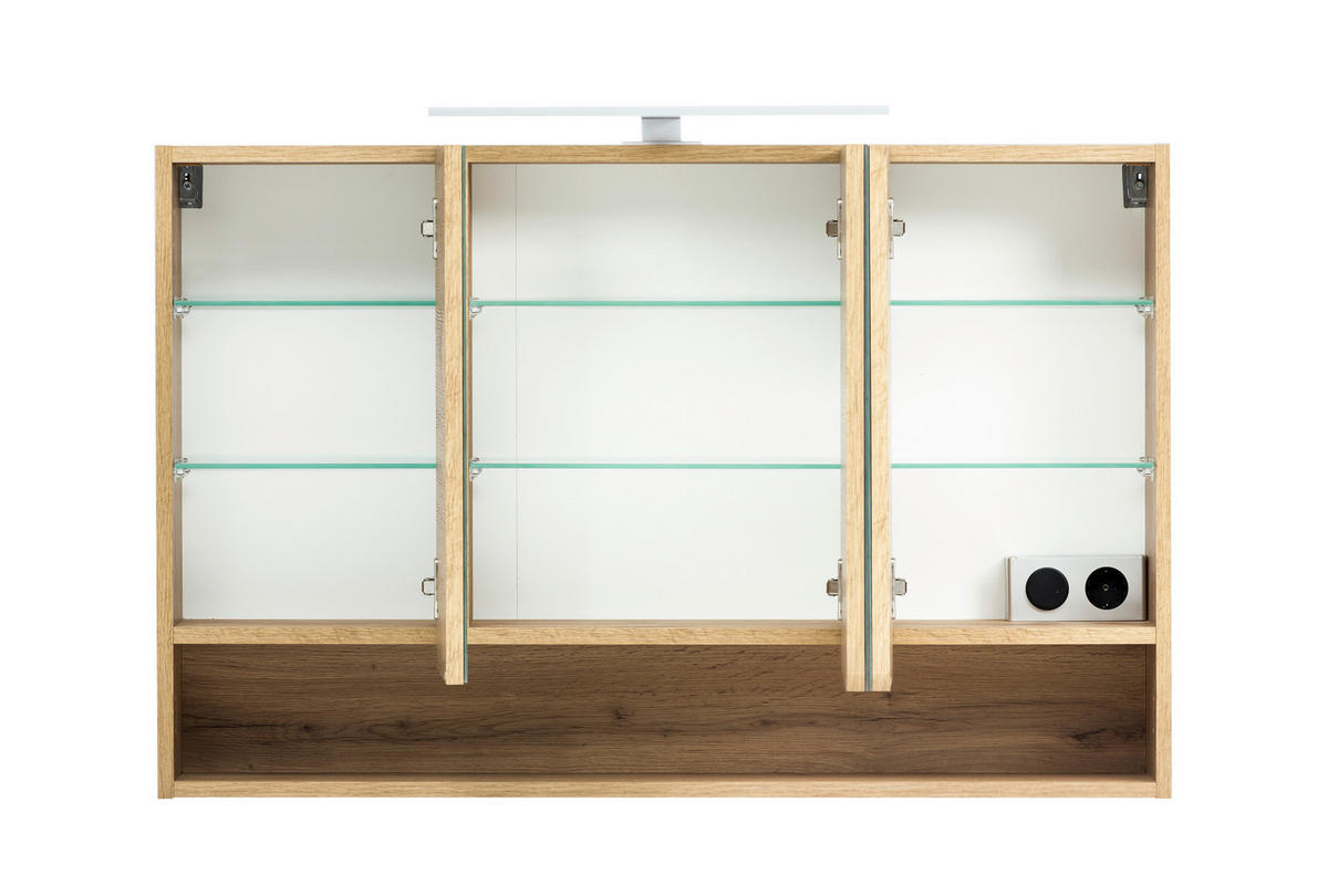 SPIEGELSCHRANK 100/64/20 cm  - Chromfarben/Eiche Wotan, Natur, Glas/Holzwerkstoff (100/64/20cm) - Xora