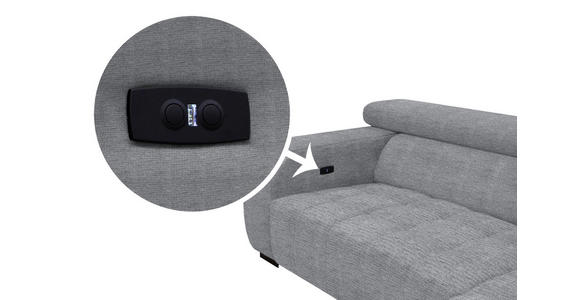 ECKSOFA  in Webstoff Grau  279/182 cm  - Schwarz/Grau, KONVENTIONELL, Textil/Metall (279/182cm) - Hom`in