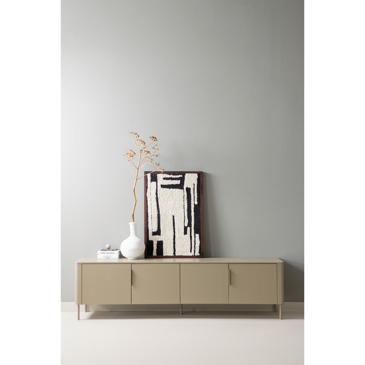 LOWBOARD Gunnar 200/56/44 cm  stehend, hängend  - Schlammfarben/Schwarz, Design, Holz/Metall (200/56/44cm) - Livetastic