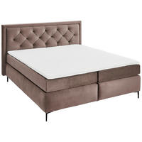 BOXSPRINGBETT 160/200 cm,  in Beige, Topper, Matratzen, H3 + H3 = fest  - Beige/Schwarz, KONVENTIONELL, Textil/Metall (160/200cm) - Boxxx