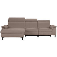  in Flachgewebe Taupe Rücken echt, Kopfteilverstellung  182/304 cm  - Taupe/Schwarz, KONVENTIONELL, Textil/Metall (182/304cm) - Pure Home Comfort