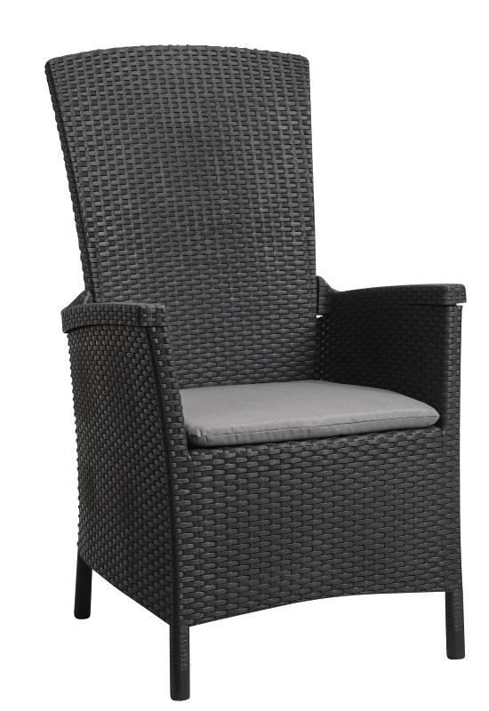 Gartenstuhl in Kunststoff, Textil Graphitfarben, Grau