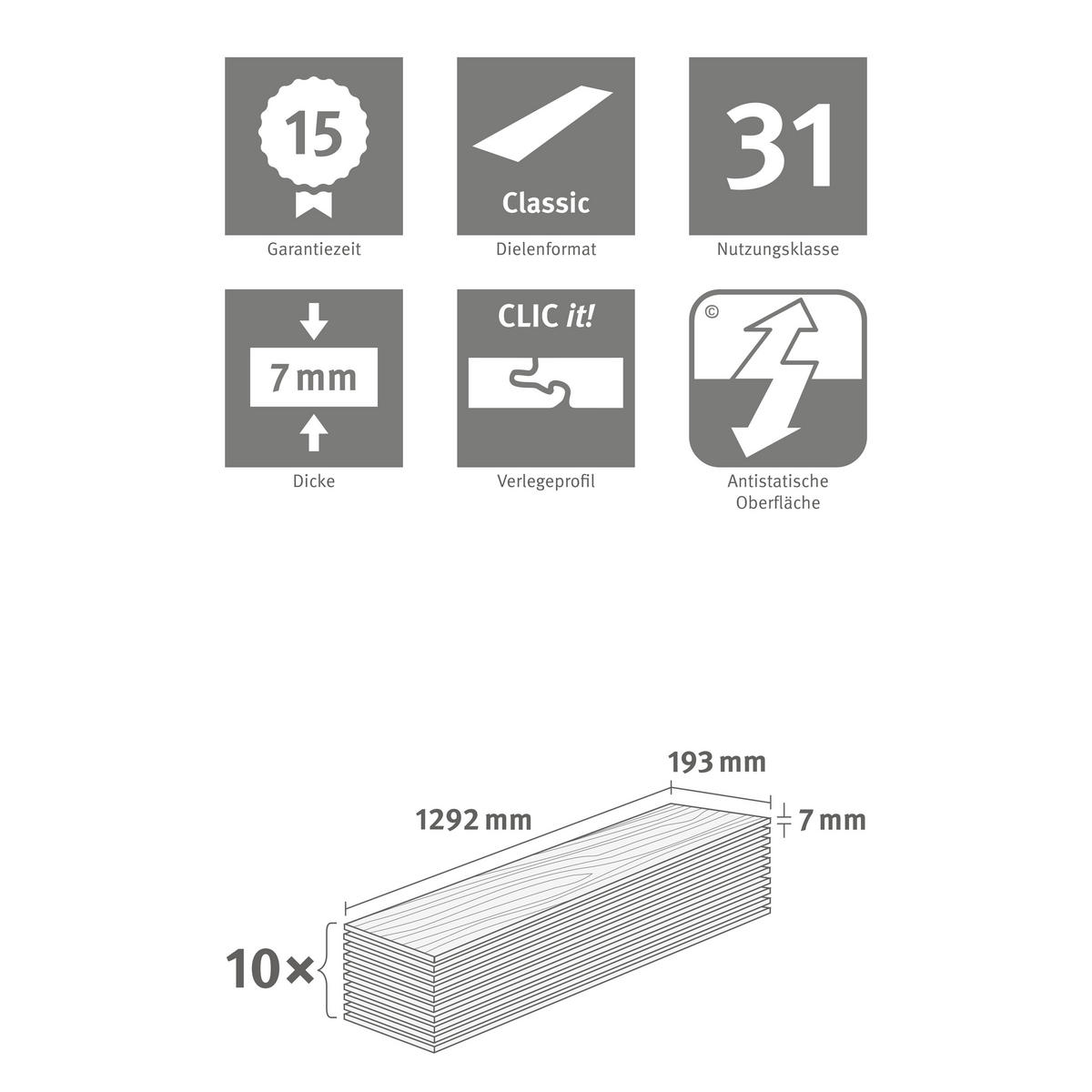 LAMINATBODEN Falun Eiche EGGER Nature Sense  per  m² - Hellbraun/Eichefarben, KONVENTIONELL, Holzwerkstoff (129.2/19.3/0.7cm) - Egger Holzwerkstoffe