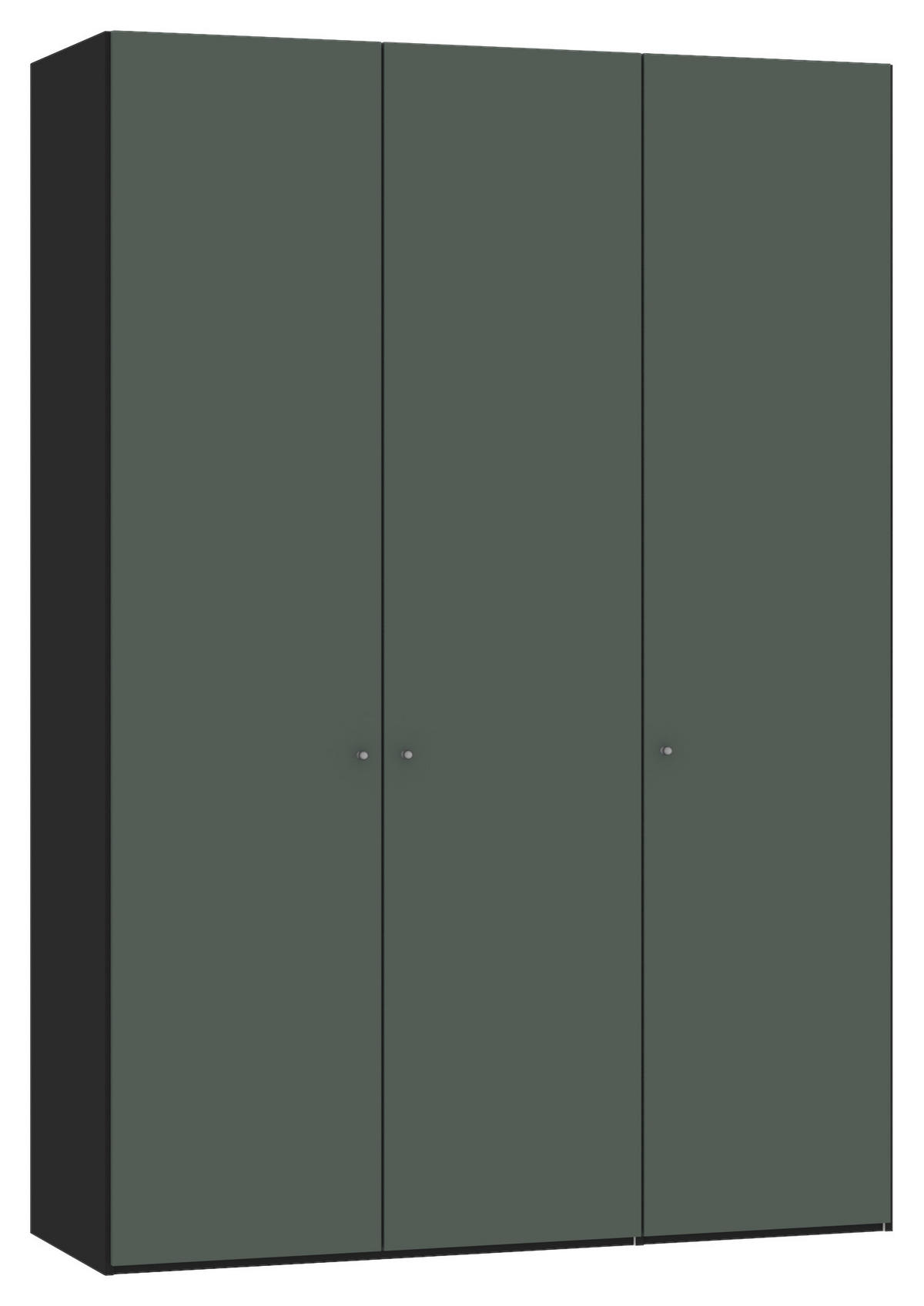 DREHTÜRENSCHRANK in Grau, Grün, Schwarz  - Silberfarben/Schwarz, Design, Glas/Holzwerkstoff (152/220/40cm) - Jutzler