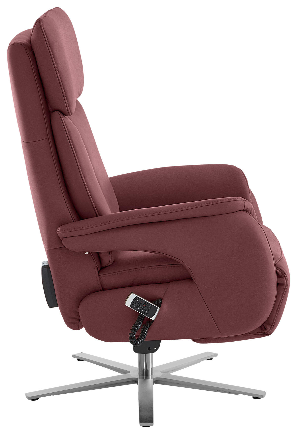 RELAXSESSEL in Leder Bordeaux  - Edelstahlfarben/Bordeaux, Design, Leder/Metall (70/124/85cm) - Cantus