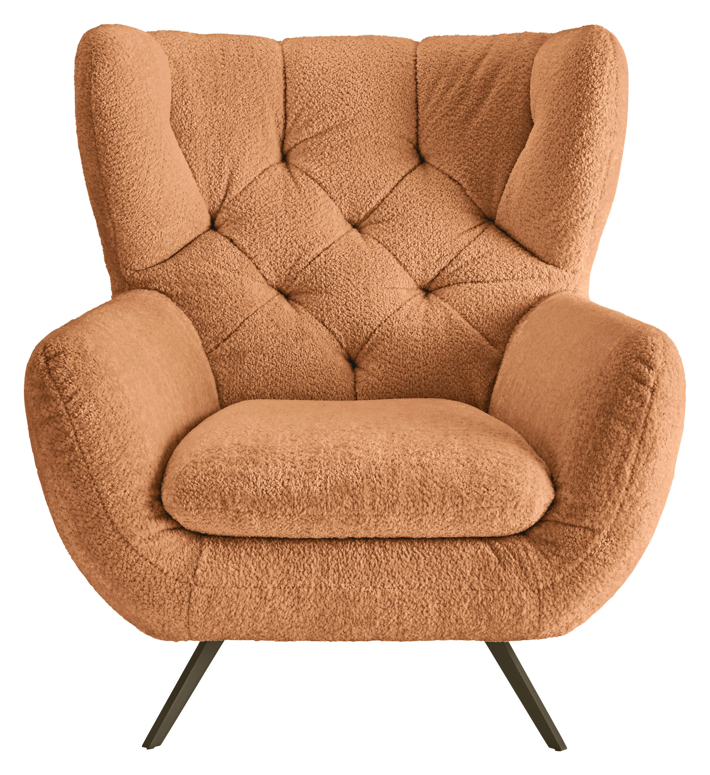 CHESTERFIELD-SESSEL Chenille Rostfarben  - Rostfarben/Schwarz, MODERN, Textil/Metall (100/94/95cm) - Pure Home Lifestyle
