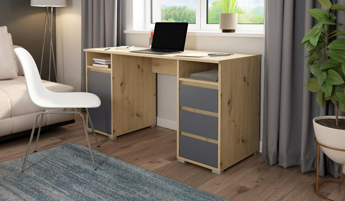 SCHREIBTISCH  in verschiedenen Holz-Dekoren erhältlich  - Eiche Artisan, MODERN, Holzwerkstoff (138/55/75cm) - MID.YOU