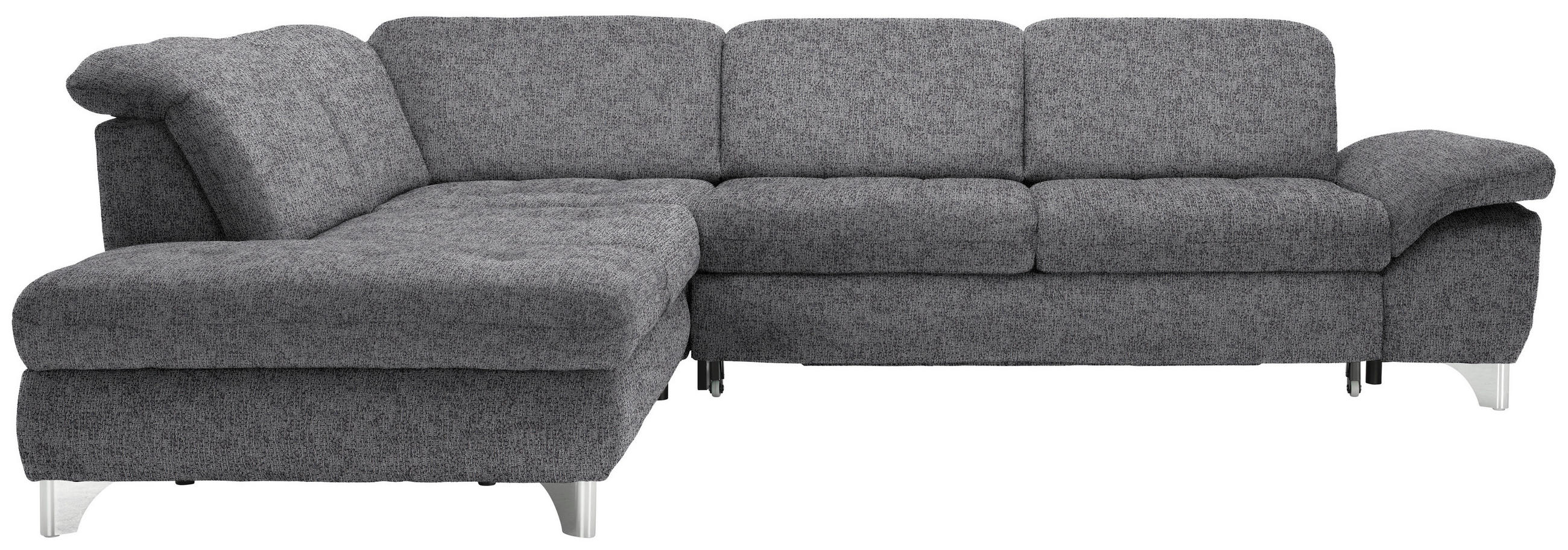 ECKSOFA Braun, Grau Webstoff  - Alufarben/Braun, Design, Textil/Metall (260/319cm) - Beldomo Style