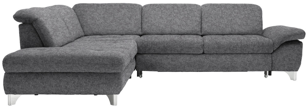 ECKSOFA Braun, Grau Webstoff  - Alufarben/Braun, Design, Textil/Metall (260/319cm) - Beldomo Style