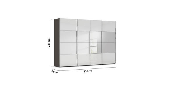 SCHWEBETÜRENSCHRANK  in Graphitfarben, Weiß  - Chromfarben/Graphitfarben, Design, Glas/Holzwerkstoff (316/235/68cm) - Novel