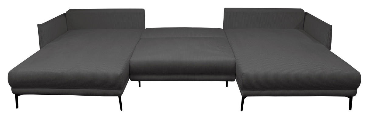 WOHNLANDSCHAFT NUOVO U Dunkelgrau Cord  - Dunkelgrau/Schwarz, Design, Textil/Metall (194/360/194cm) - MID.YOU