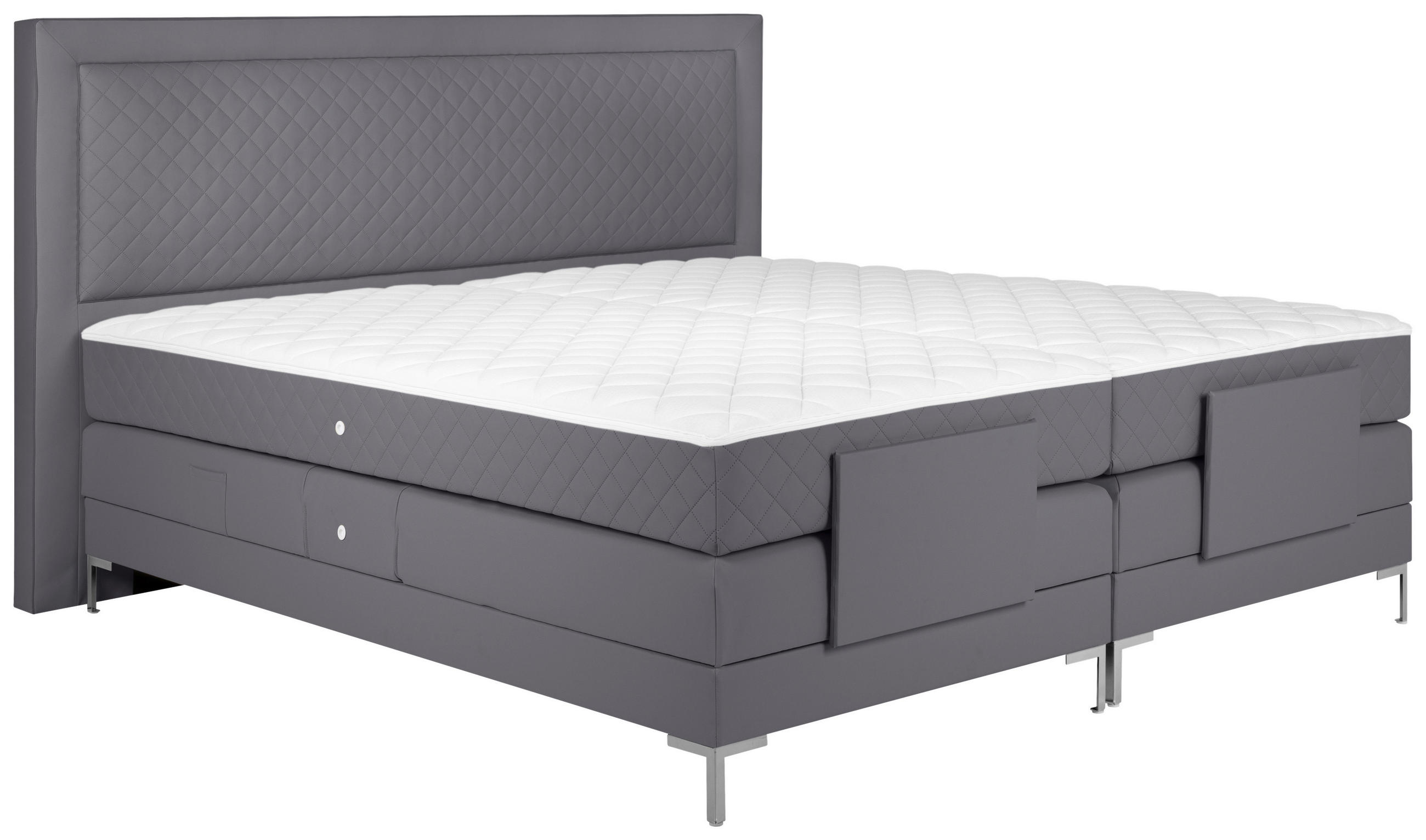 BOXSPRINGBETT 180/200 cm  in Grau  - Alufarben/Grau, Design, Textil/Metall (180/200cm) - Welnova