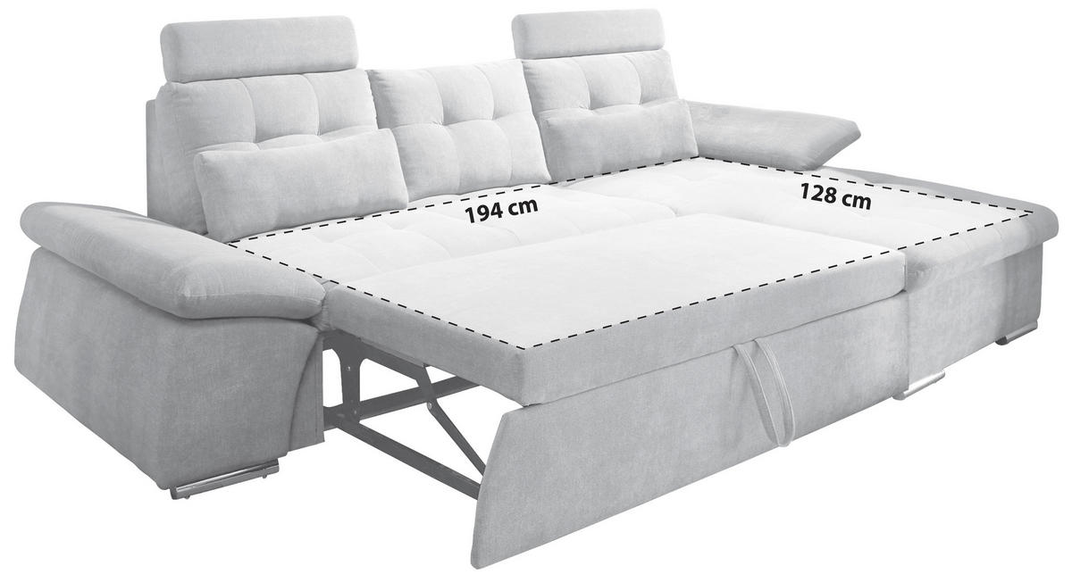 ECKSOFA in Mikrovelours Schlammfarben  - Schlammfarben/Silberfarben, Konventionell, Holzwerkstoff/Kunststoff (268/170cm) - MID.YOU