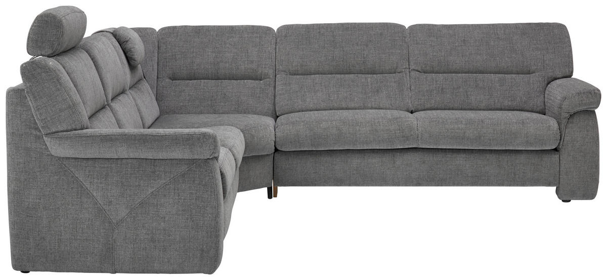 ROHOVÁ SEDAČKA, textil, šedá - šedá/černá, Konvenční, textil/plast (252/282cm) - Himolla