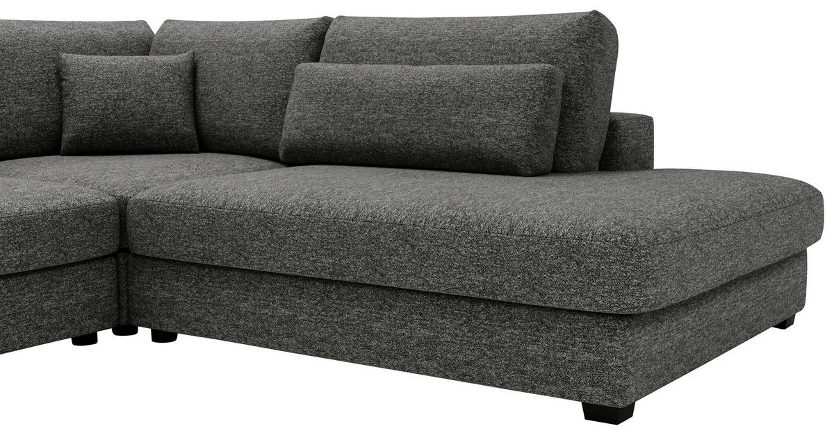ECKSOFA in Plüsch, Bouclé Grau  - Schwarz/Grau, Design, Kunststoff/Textil (332/244cm) - Livetastic