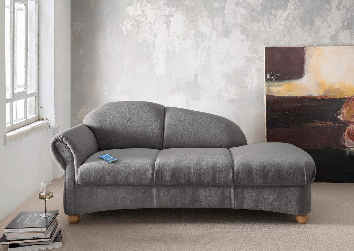 OTTOMANE in Mikrofaser Graubraun  - Wildeiche/Graubraun, KONVENTIONELL, Holz/Textil (86/84/190cm) - Livetastic