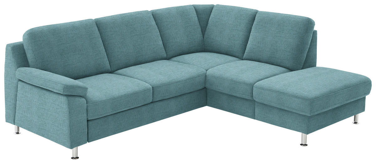 ECKSOFA in Webstoff Türkis  - Türkis/Alufarben, Konventionell, Textil/Metall (241/200cm) - Beldomo System