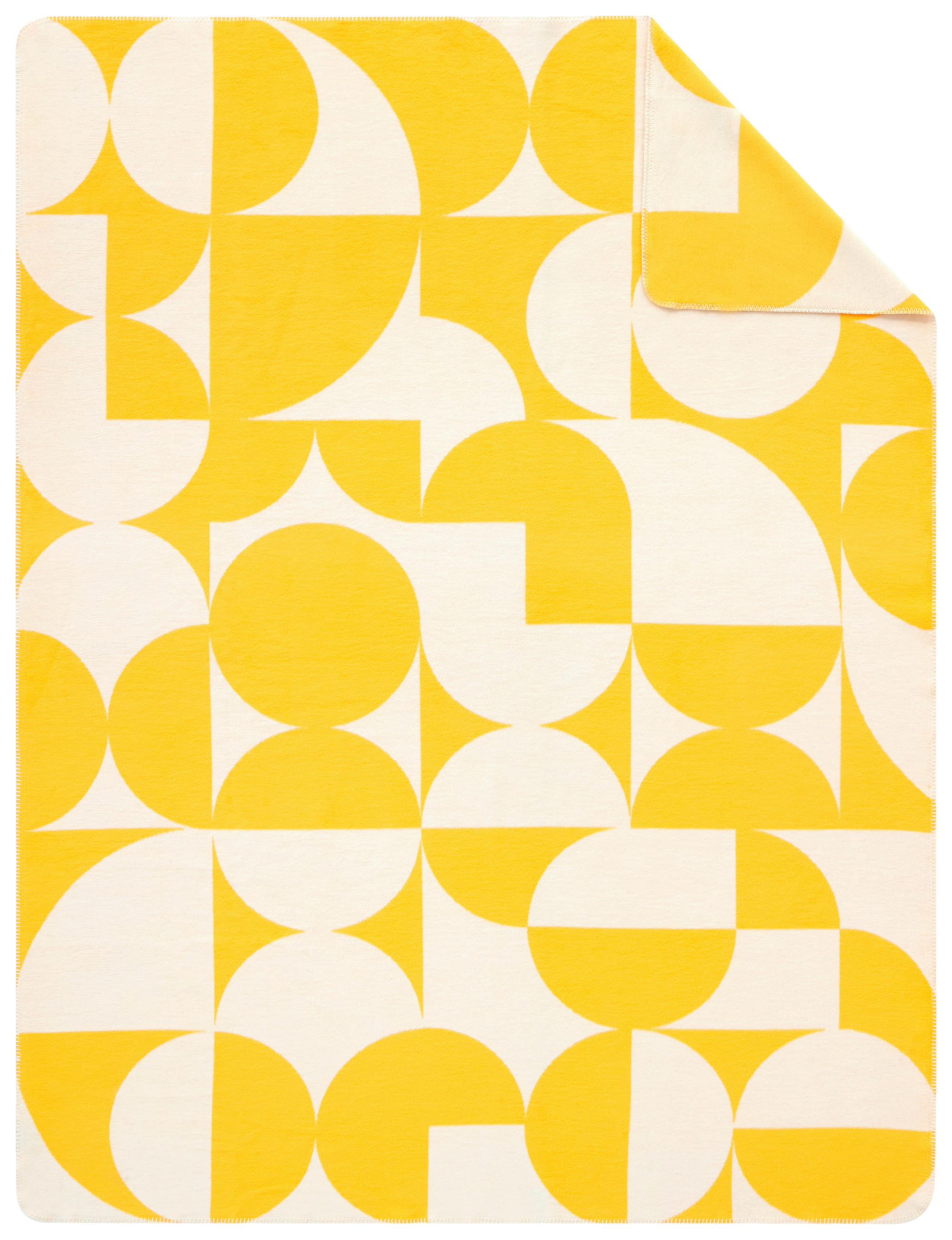 PLÉD, bavlna, 150/200 cm - bílá/žlutá, Basics, textil (150/200cm) - Ibena