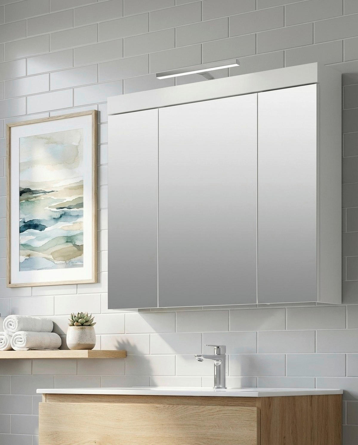 SPIEGELSCHRANK 80/70/18 cm  - Weiß, Trend, Glas/Holzwerkstoff (80/70/18cm) - MID.YOU