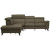 ECKSOFA in Echtleder Olivgrün  - Schwarz/Olivgrün, Design, Leder/Metall (239/285cm) - Cantus