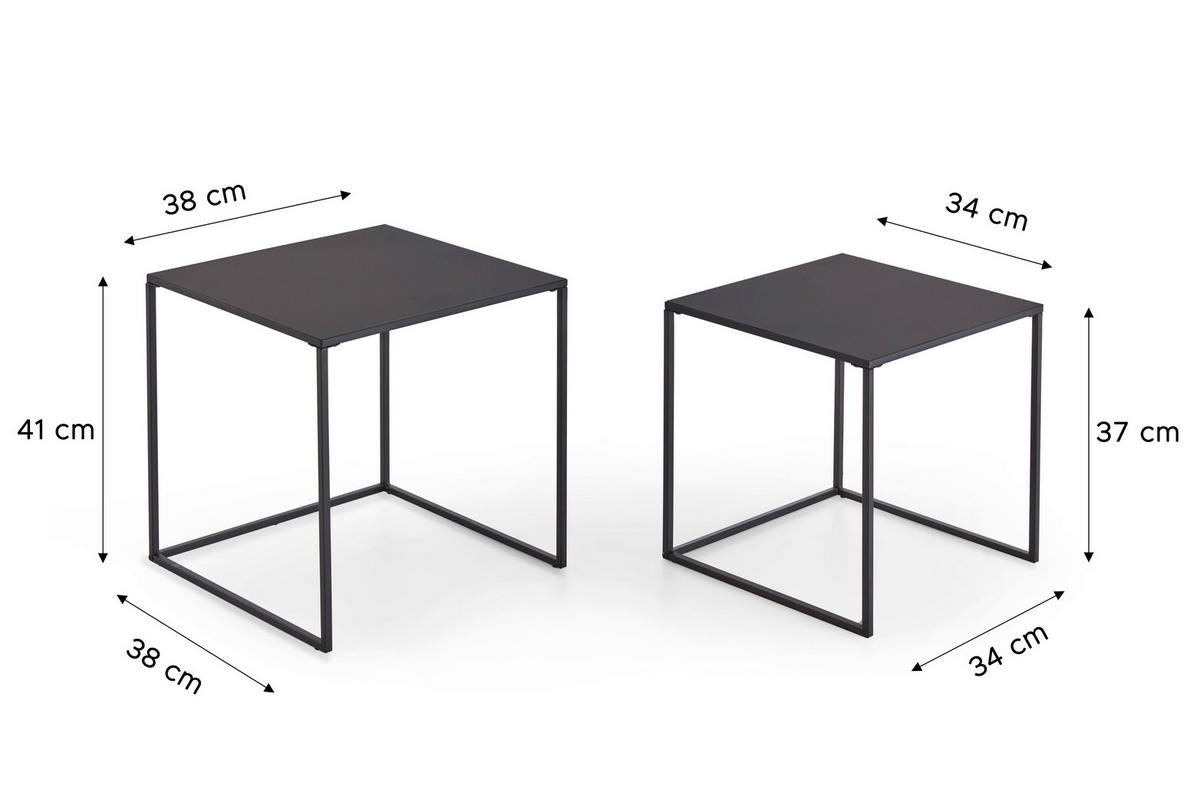 COUCHTISCH Schwarz  - Schwarz, Design, Metall (38/41/38cm) - MID.YOU